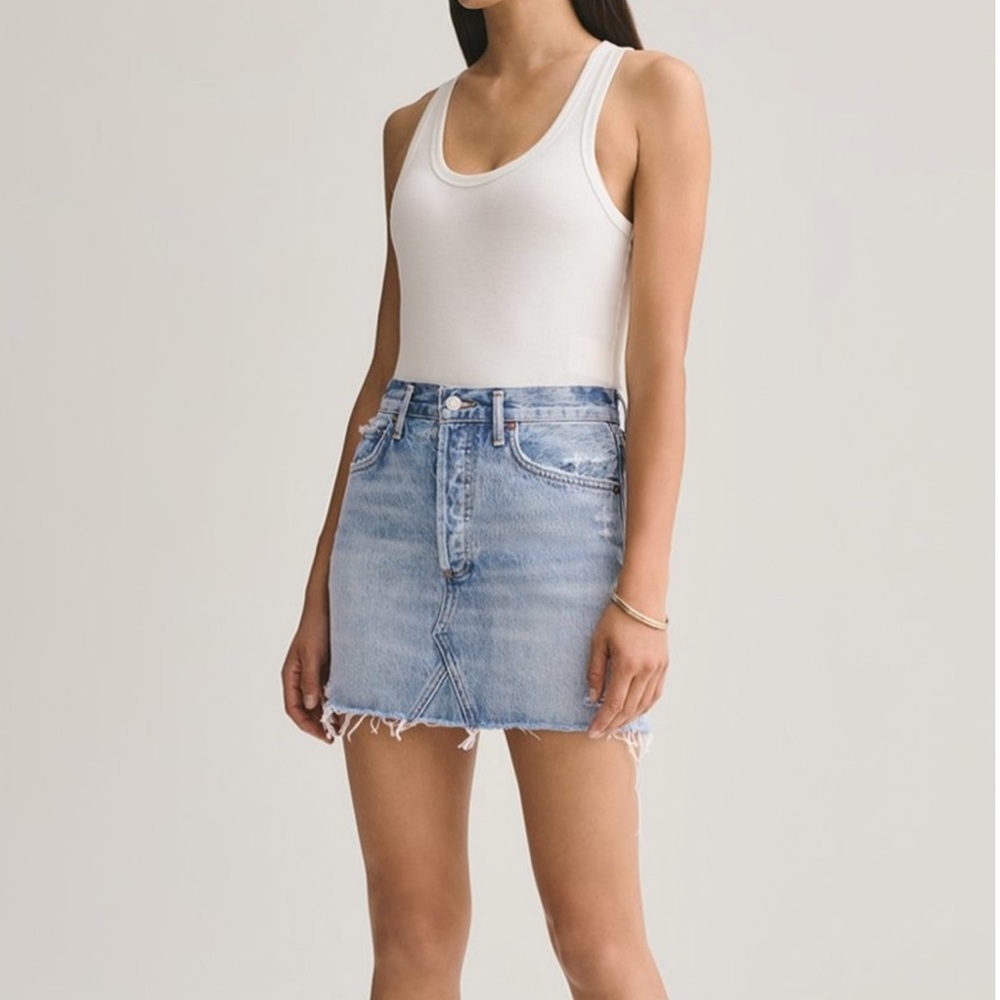 SOLD AGOLDE High Rise Denim Mini Skirt - Picture 2 of 7